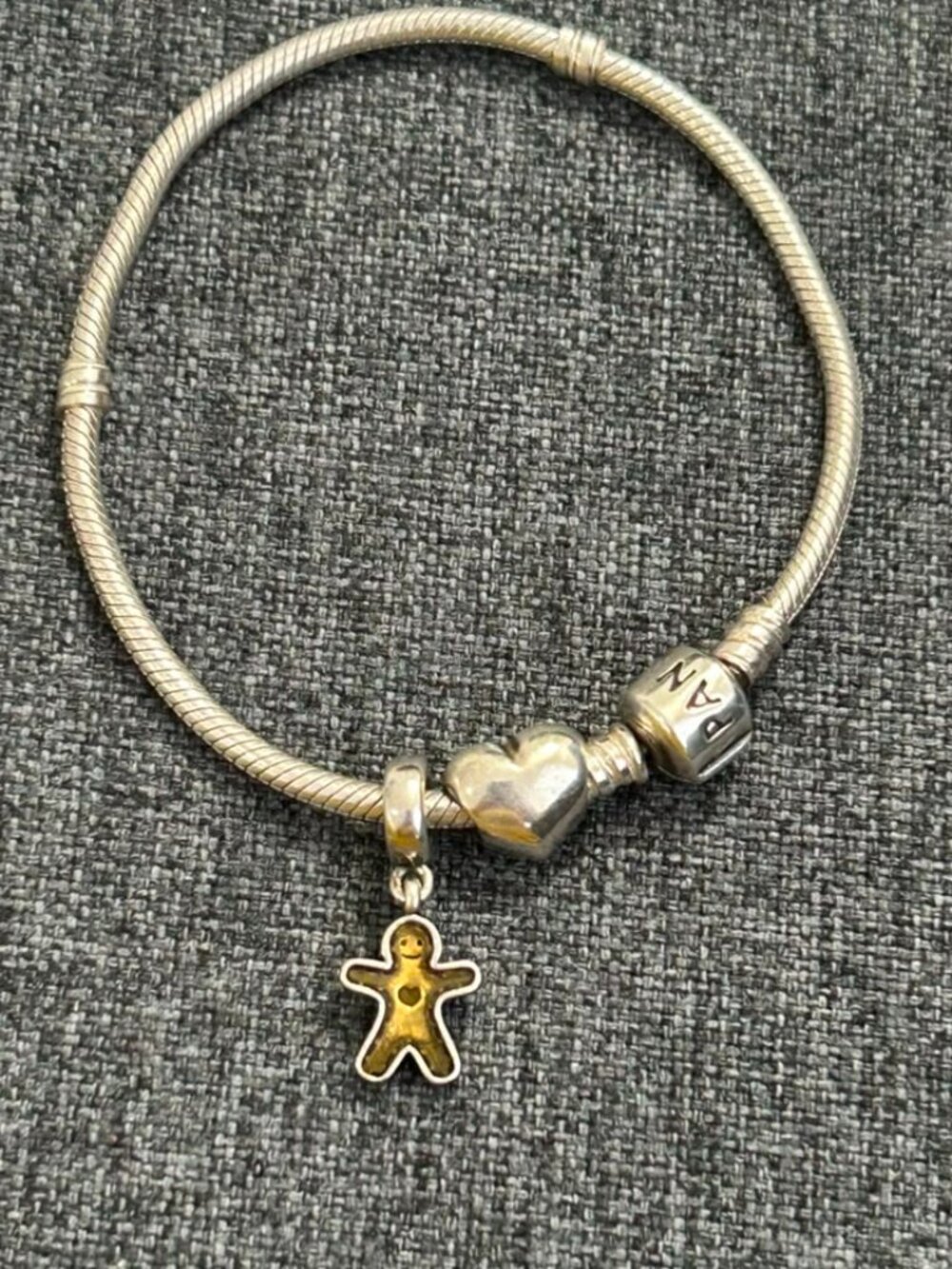 Classis Pandora Sterling Silver Bracelet W/2 Charms